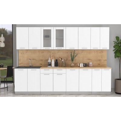 Кухонный гарнитур Мила 3,0 м (Белый Платинум/Белый Платинум) фабрика Интерлиния Кухонный гарнитур Мила 3,0 м (Белый Платинум/Белый Платинум) фабрика Интерлиния