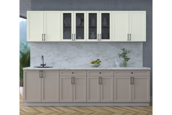 Готовая кухня Тренд Soft-touch 2,8А (Белый/ Луна) фабрика Интерлиния