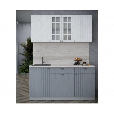 Готовая кухня Берес 1,6А (Дуб Полярный/ Дуб Серый) фабрика Интерлиния Готовая кухня Берес 1,6А (Дуб Полярный/ Дуб Серый) фабрика Интерлиния