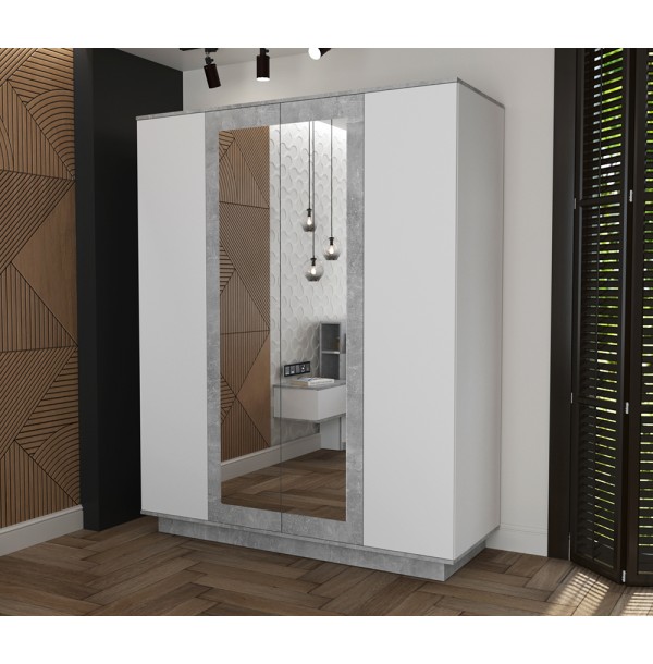 Шкаф комбинированный QZ-ШК3 (Белый платинум / Бетон)  фабрика Интерлиния  