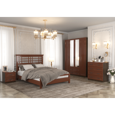 Модульная спальня  Кантри  (Орех шоколадный/ Орех лак ) фабрика Браво Мебель
