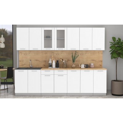 Кухонный гарнитур Мила 2,8 м (Белый Платинум/Белый Платинум) фабрика Интерлиния Кухонный гарнитур Мила 2,8 м (Белый Платинум/Белый Платинум) фабрика Интерлиния