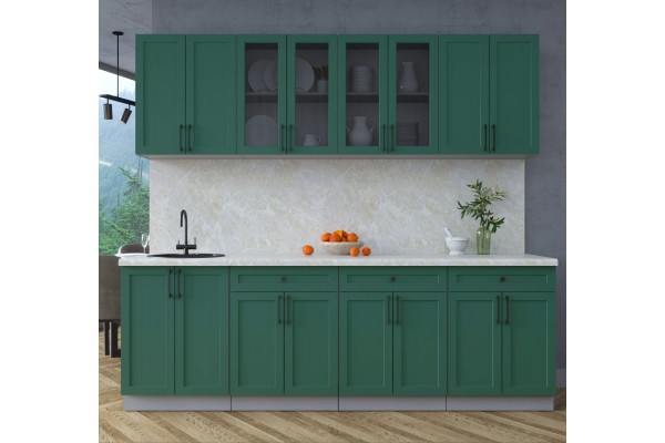Готовая кухня Тренд Soft-touch 2,4А (Изумруд/ Изумруд) фабрика Интерлиния
