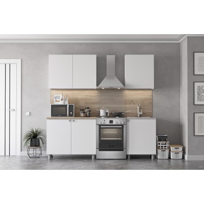 Кухонный гарнитур NN Мебель КГ-6 (1600) Серия 2 (Белый текстурный/Дуб сонома)