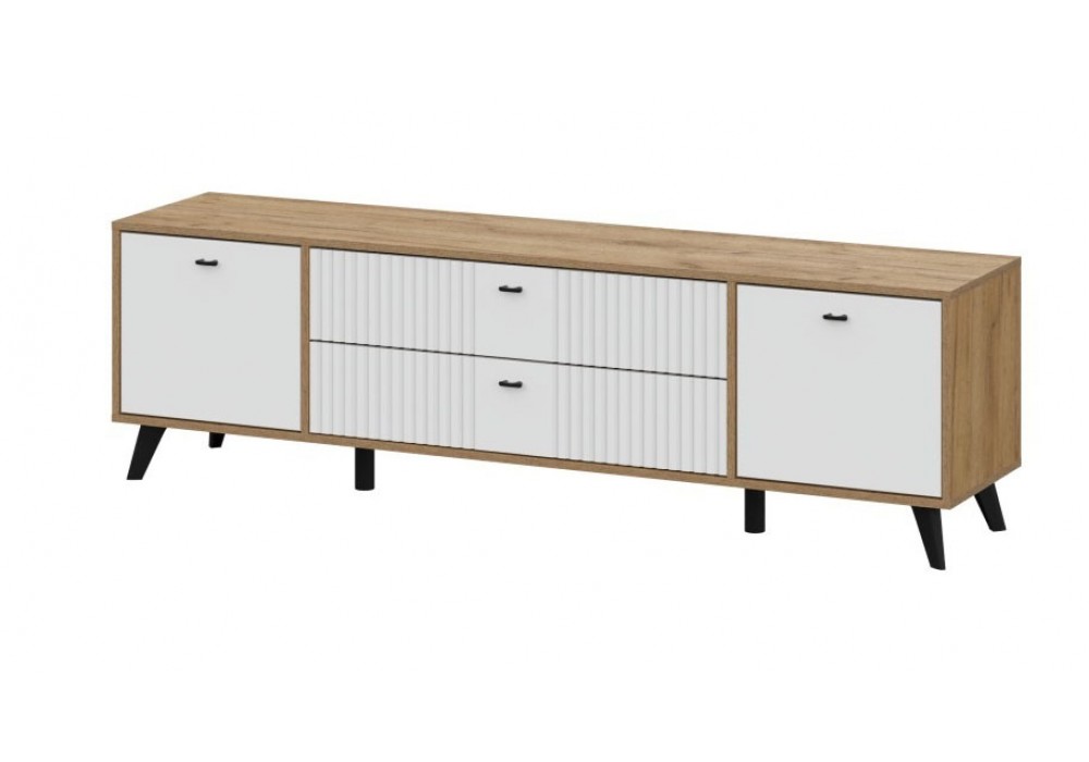 Тумба для ТВ  SV-Мебель Милан с ящиками (дуб золотой/белый матовый)