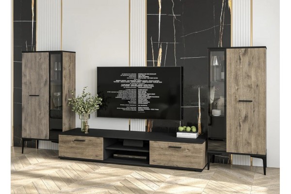Гостиная Neo - 8  (Черный/Дуб веллингтон)  фабрика Интерлиния