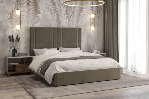 Кровать Клео с металлокаркасом (светло-серый) 160х200  фабрика БравоМебель