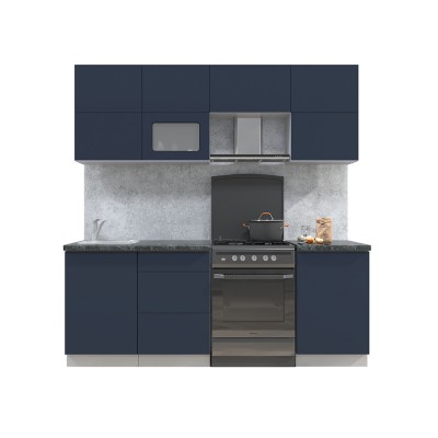 Готовая кухня Матте Soft-touch 2,1Б (Индиго/ Индиго) фабрика Интерлиния Готовая кухня Матте Soft-touch 2,1Б (Индиго/ Индиго) фабрика Интерлиния