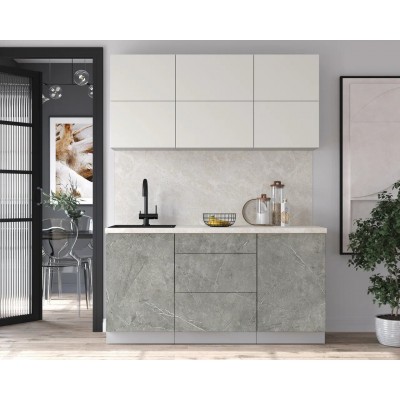 Готовая кухня Матте Soft-touch 1,6А (Белый/ Керамика) фабрика Интерлиния Готовая кухня Матте Soft-touch 1,6А (Белый/ Керамика) фабрика Интерлиния