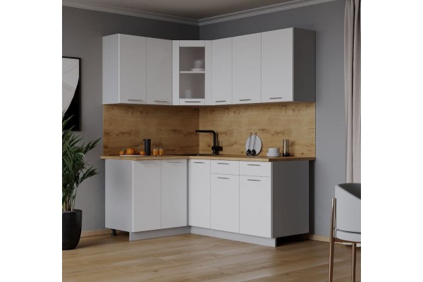 Кухонный гарнитур Мила 1,2х1,7 м (Белый Платинум/Белый Платинум) фабрика Интерлиния