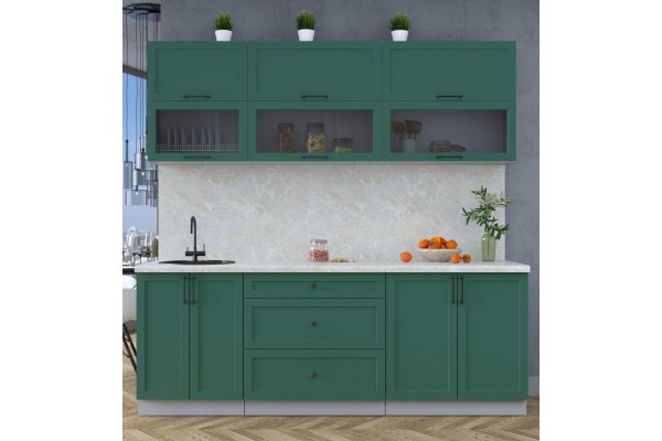 Готовая кухня Тренд Soft-touch 2,2Б (Изумруд/ Изумруд) фабрика Интерлиния