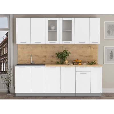 Кухонный гарнитур Мила 2,3м (Белый Платинум/Белый Платинум) фабрика Интерлиния Кухонный гарнитур Мила 2,3м (Белый Платинум/Белый Платинум) фабрика Интерлиния