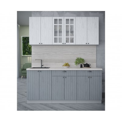 Готовая кухня Берес 1,8А (Дуб Полярный/ Дуб Серый) фабрика Интерлиния Готовая кухня Берес 1,8А (Дуб Полярный/ Дуб Серый) фабрика Интерлиния