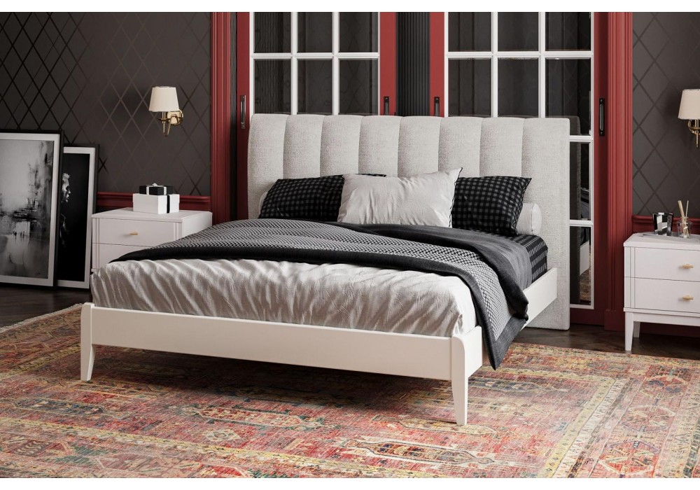 Кровать с мягким изголовьем Джали (Перламутровый / Льняной) фабрика Браво Мебель в Минске Кровать с мягким изголовьем Джали (Перламутровый / Льняной) фабрика Браво Мебель