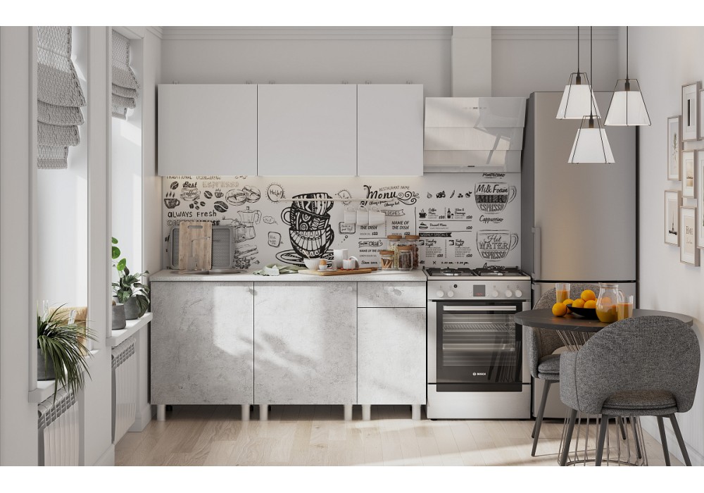 Кухонный гарнитур NN Мебель КГ-1 (1600) (Белый/Цемент светлый/Антарес) в Минске Кухонный гарнитур NN Мебель КГ-1 (1600) (Белый/Цемент светлый/Антарес)