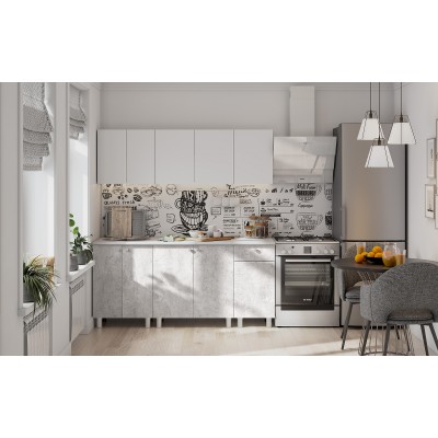 Кухонный гарнитур NN Мебель КГ-1 (1800) (Белый/Цемент светлый/Антарес) Кухонный гарнитур NN Мебель КГ-1 (1800) (Белый/Цемент светлый/Антарес)