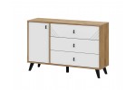 Комод NN Мебель (МС Байкал К) Дуб Золотой/Белый матовый, 3 ящика (со створкой) (SAFE)