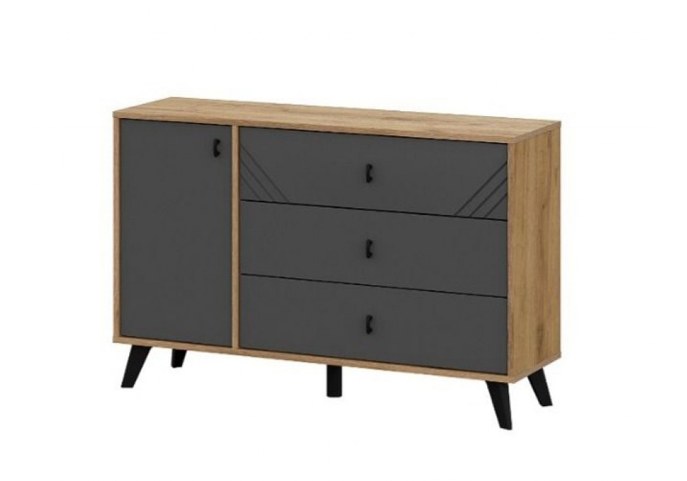 Комод NN Мебель (МС Байкал К) Дуб Золотой/Графит, 3 ящика (со створкой) (SAFE) в Минске Комод NN Мебель (МС Байкал К) Дуб Золотой/Графит, 3 ящика (со створкой) (SAFE)