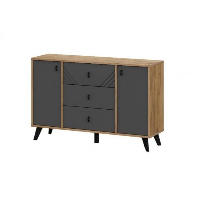 Комод NN Мебель (МС Байкал К) Дуб Золотой/Графит, 3 ящика 2 створки Комод NN Мебель (МС Байкал К) Дуб Золотой/Графит, 3 ящика 2 створки