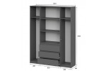 Шкаф NN Мебель (МС Денвер К) Серия 2 Графит серый, четырехстворчатый с 3 ящ.