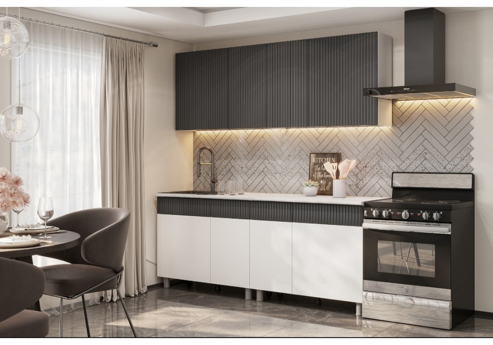 Кухонный гарнитур NN Мебель "София" 2 м (Белый/Бланж/Графит матовый/Антарес) в Минске Кухонный гарнитур NN Мебель "София" 2 м (Белый/Бланж/Графит матовый/Антарес)