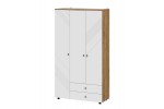 Шкаф NN Мебель (МС Байкал К) Дуб Золотой/Белый матовый, трехстворчатый (с ящиками) (SAFE)