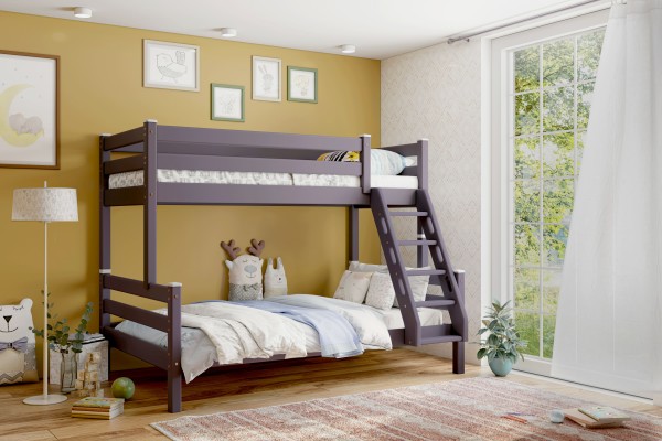Кровать двухъярусная с наклонной лестницей Адель Лаванда