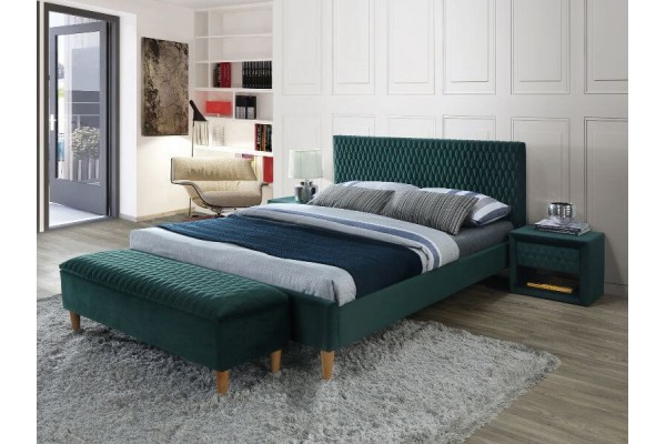 Кровать SIGNAL AZURRO VELVET BLUVEL 78 зеленый/дуб, 160X200