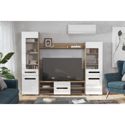 Гостиная NN Мебель МГС 6 (Дуб золотой / Белый глянец)