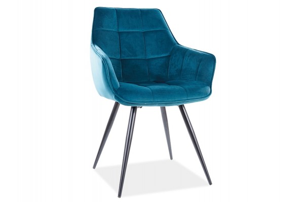 Стул SIGNAL LILIA VELVET BLUVEL 85 бирюзовый/черный