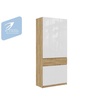 Шкаф Бостон ШК-001 - Дуб Крафт золотой / Белый глянец (МК Стиль)