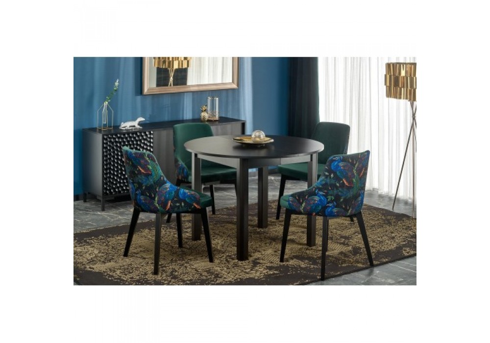 Стол обеденный HALMAR RINGO раскладной, черный/черный, 102-142/102/76 в Минске Стол обеденный HALMAR RINGO раскладной, черный/черный, 102-142/102/76