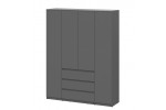 Шкаф NN Мебель (МС Денвер К) Серия 2 Графит серый, четырехстворчатый с 3 ящ.