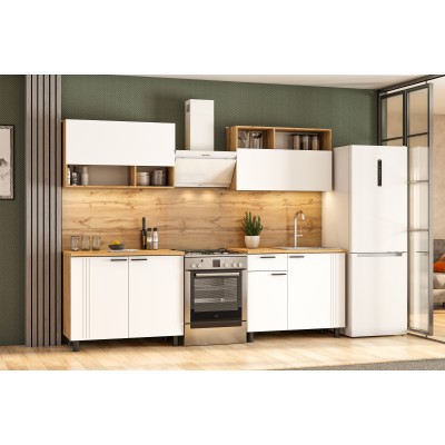 Кухонный гарнитур NN Мебель "Монако K" (2м) (Серия 2) (Дуб Золотой/Белый матовый/Дуб Вотан) Кухонный гарнитур NN Мебель "Монако K" (2м) (Серия 2) (Дуб Золотой/Белый матовый/Дуб Вотан)