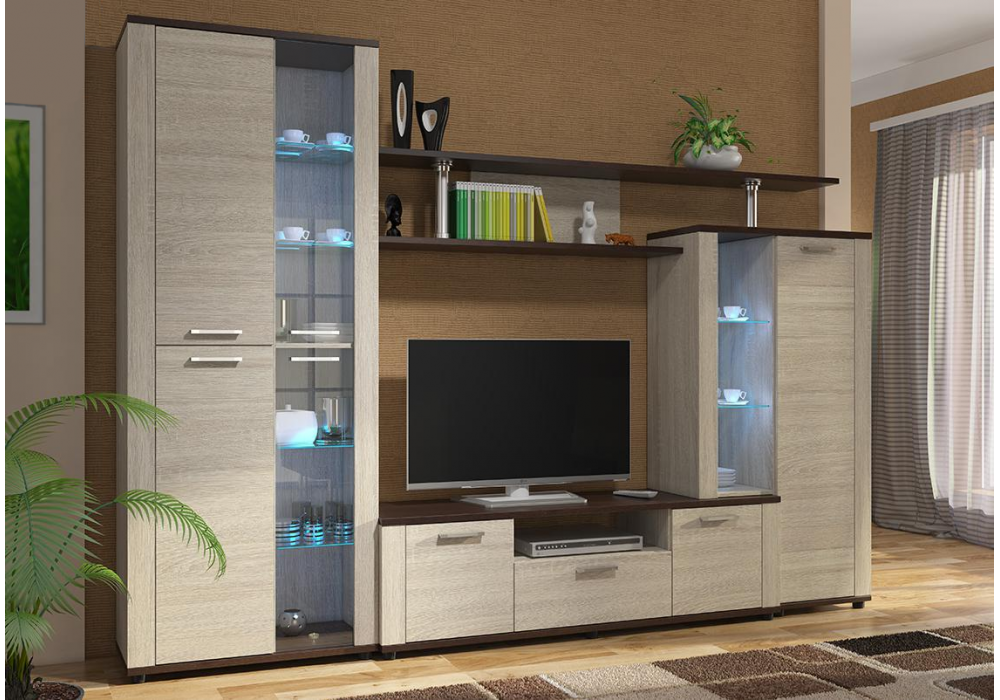 Гостиная Соло 10А (Венге / Дуб сонома светлый) МК Стиль в Минске Гостиная Соло 10А (Венге / Дуб сонома светлый) МК Стиль