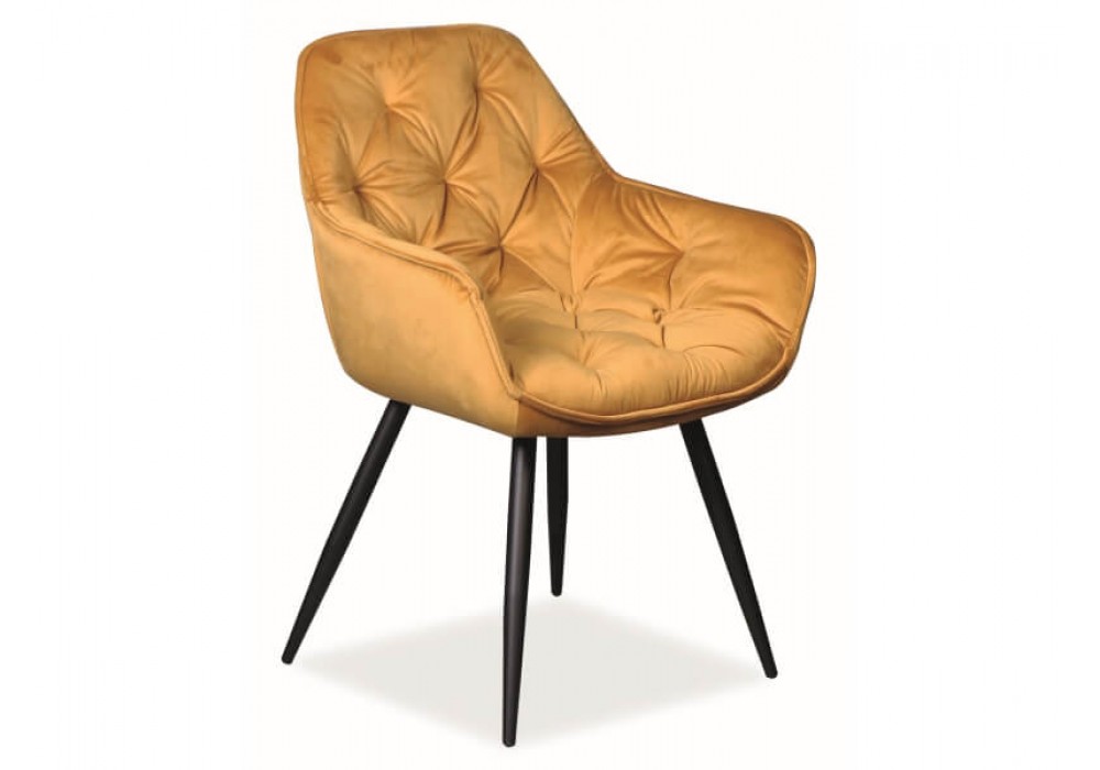 Стул SIGNAL CHERRY VELVET Bluvel68 карри/черный мат в Минске Стул SIGNAL CHERRY VELVET Bluvel68 карри/черный мат