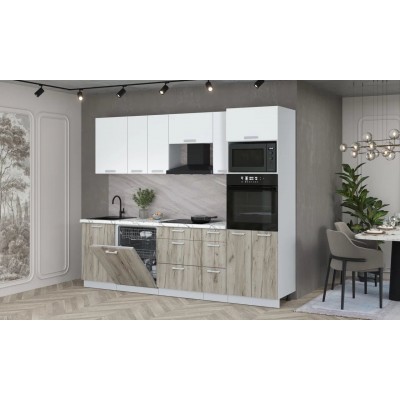 Кухонный гарнитур Мила Лайт 2,6-ПМ1 (Белый Платинум/Дуб серый/Гранит белый) фабрика Интерлиния Кухонный гарнитур Мила Лайт 2,6-ПМ1 (Белый Платинум/Дуб серый/Гранит белый) фабрика Интерлиния