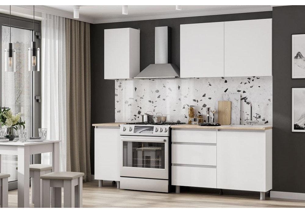 Кухонный гарнитур NN Мебель Денвер (1,6 м) Серия 2 SAFE (Белый/Дуб Сонома)