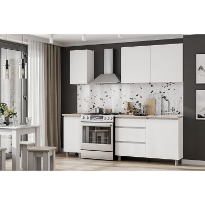 Кухонный гарнитур NN Мебель Денвер (1,6 м) Серия 2 SAFE (Белый/Дуб Сонома)