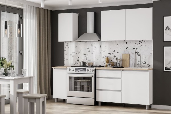 Кухонный гарнитур NN Мебель Денвер (1,6 м) Серия 2 SAFE (Белый/Дуб Сонома)