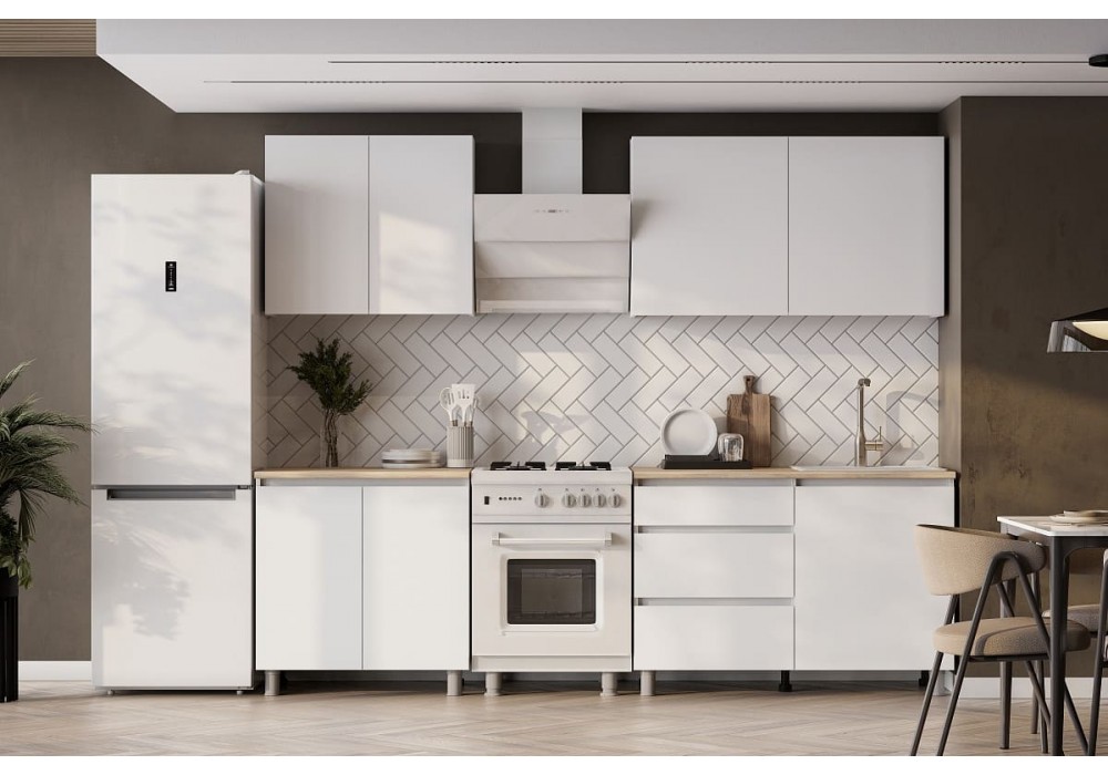 Кухонный гарнитур NN Мебель Денвер (2,0 м) Серия 2 SAFE (Белый/Дуб Сонома)