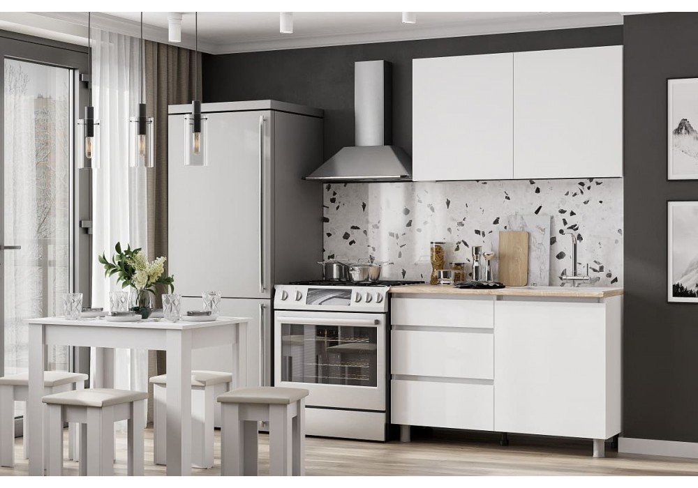 Кухонный гарнитур NN Мебель Денвер (1,2 м) Серия 2 SAFE (Белый/Дуб Сонома)