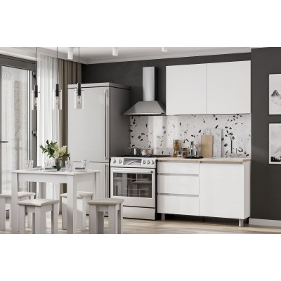 Кухонный гарнитур NN Мебель Денвер (1,2 м) Серия 2 SAFE (Белый/Дуб Сонома)