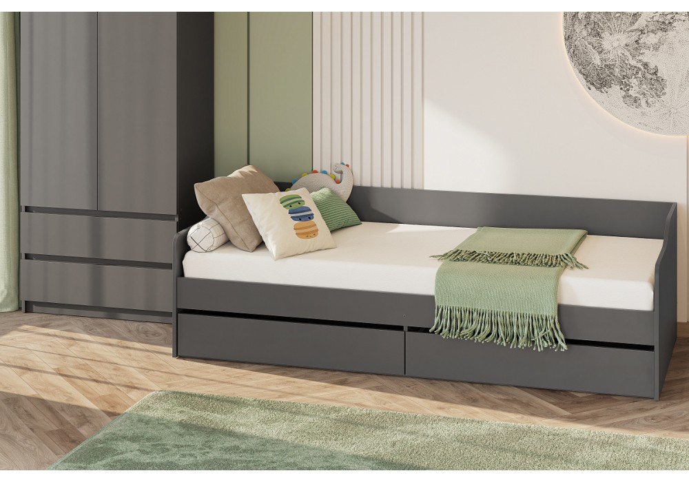 Кровать-диван NN Мебель КР 2 (МС Денвер К) Графит серый, 90/200 в Минске Кровать-диван NN Мебель КР 2 (МС Денвер К) Графит серый, 90/200