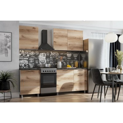 Кухонный гарнитур ПХМ "Лаванда" (2 столешницы) Серия 2 (Белый/Дуб Делано/Чёрный матовый) Кухонный гарнитур ПХМ "Лаванда" (2 столешницы) Серия 2 (Белый/Дуб Делано/Чёрный матовый)