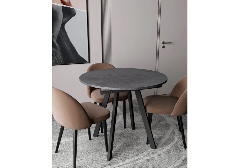 Стол ВВР Элип Камень темный/черный профиль, ЛДСП в Минске Стол ВВР Элип Камень темный/черный профиль, ЛДСП