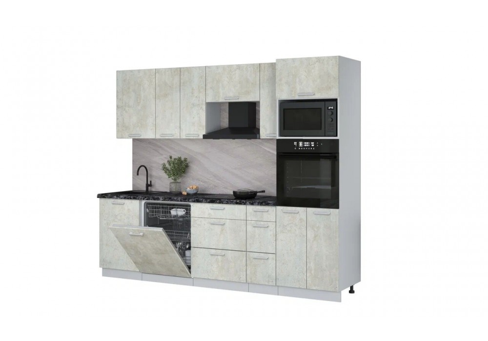 Кухонный гарнитур Мила Лайт 2,6-ПМ1 (Бетон лайт/Кастилло темный) фабрика Интерлиния в Минске Кухонный гарнитур Мила Лайт 2,6-ПМ1 (Бетон лайт/Кастилло темный) фабрика Интерлиния