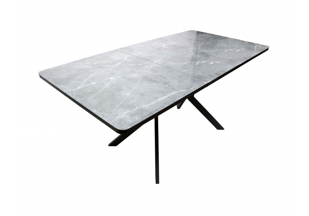 Стол ВВР Миллер Мрамор серый/черный №7, стекло 120-160/80 в Минске Стол ВВР Миллер Мрамор серый/черный №7, стекло 120-160/80