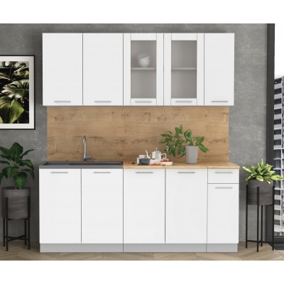 Кухонный гарнитур Мила 1,9 м (Белый Платинум/Белый Платинум) фабрика Интерлиния Кухонный гарнитур Мила 1,9 м (Белый Платинум/Белый Платинум) фабрика Интерлиния