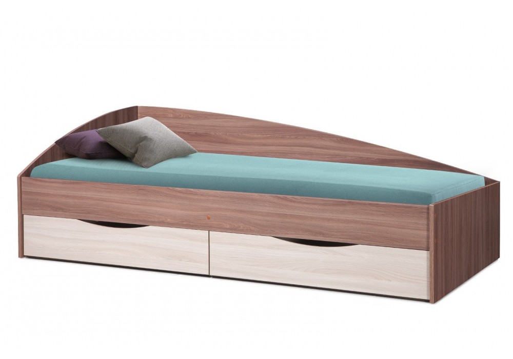 Кровать Фея- 3  ассиметричная 80х190 с ящиками (шимо темный/светлый) фабрика Олмеко 